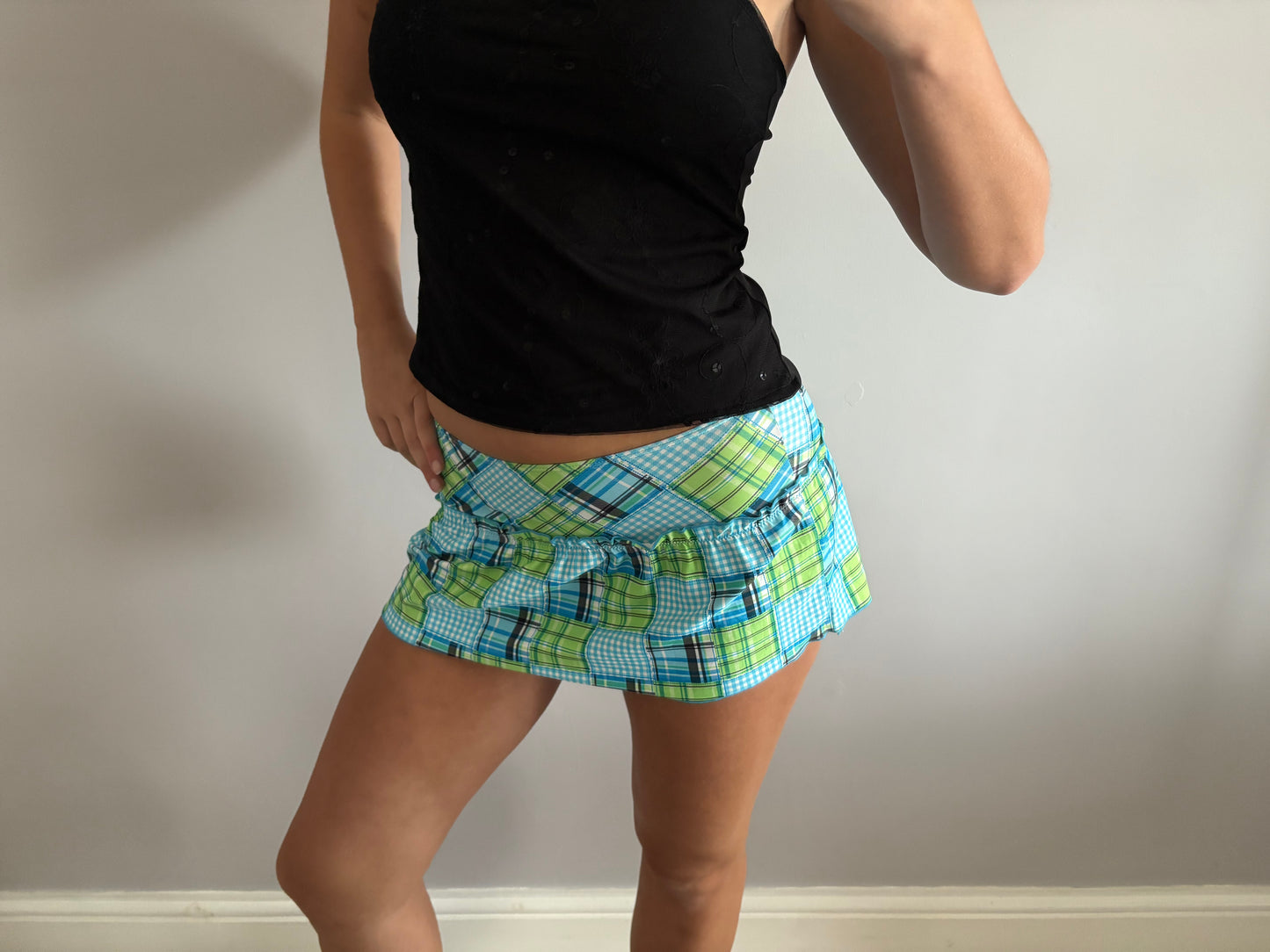 checkered mini skirt