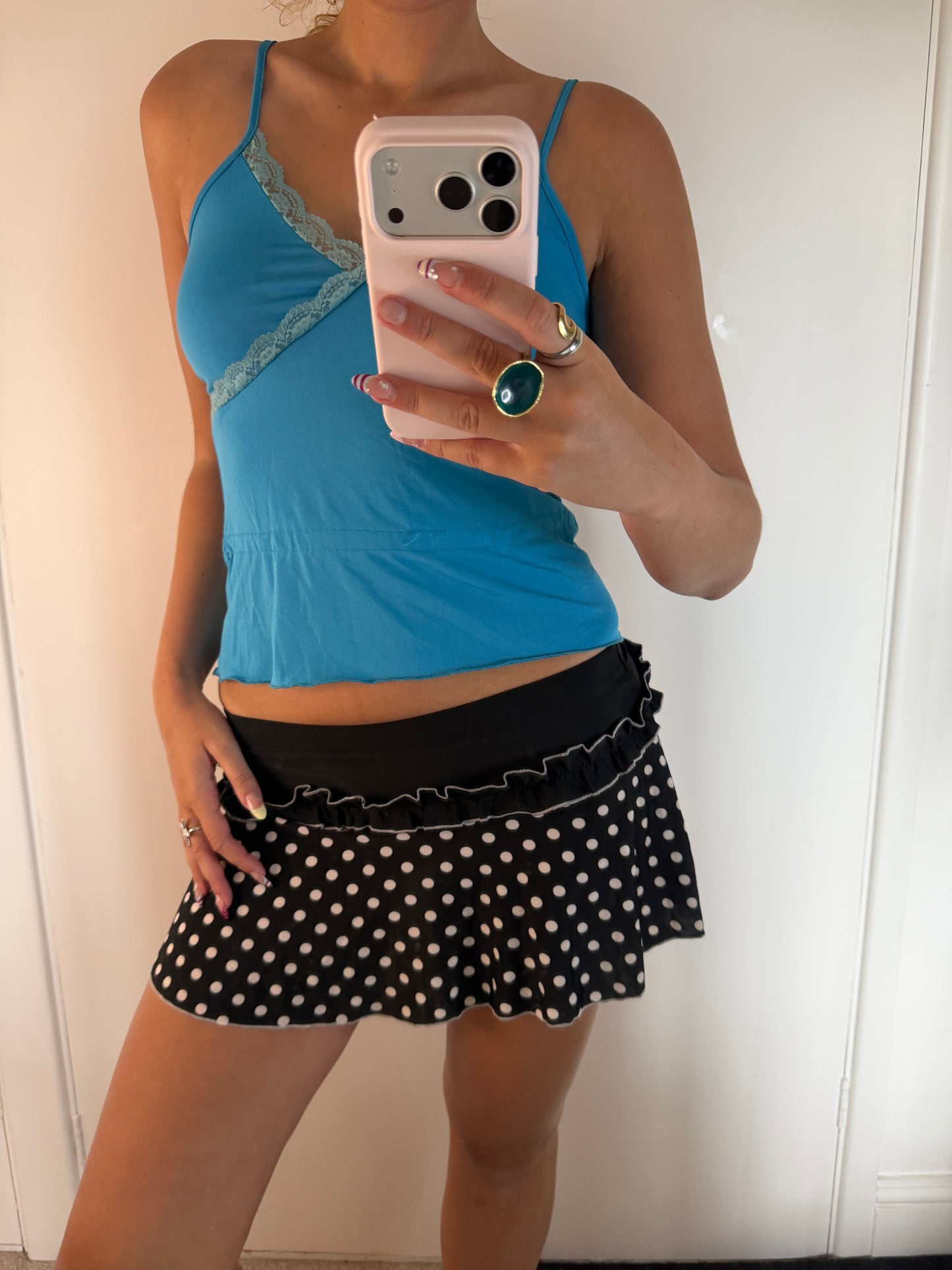 polka mini skirt