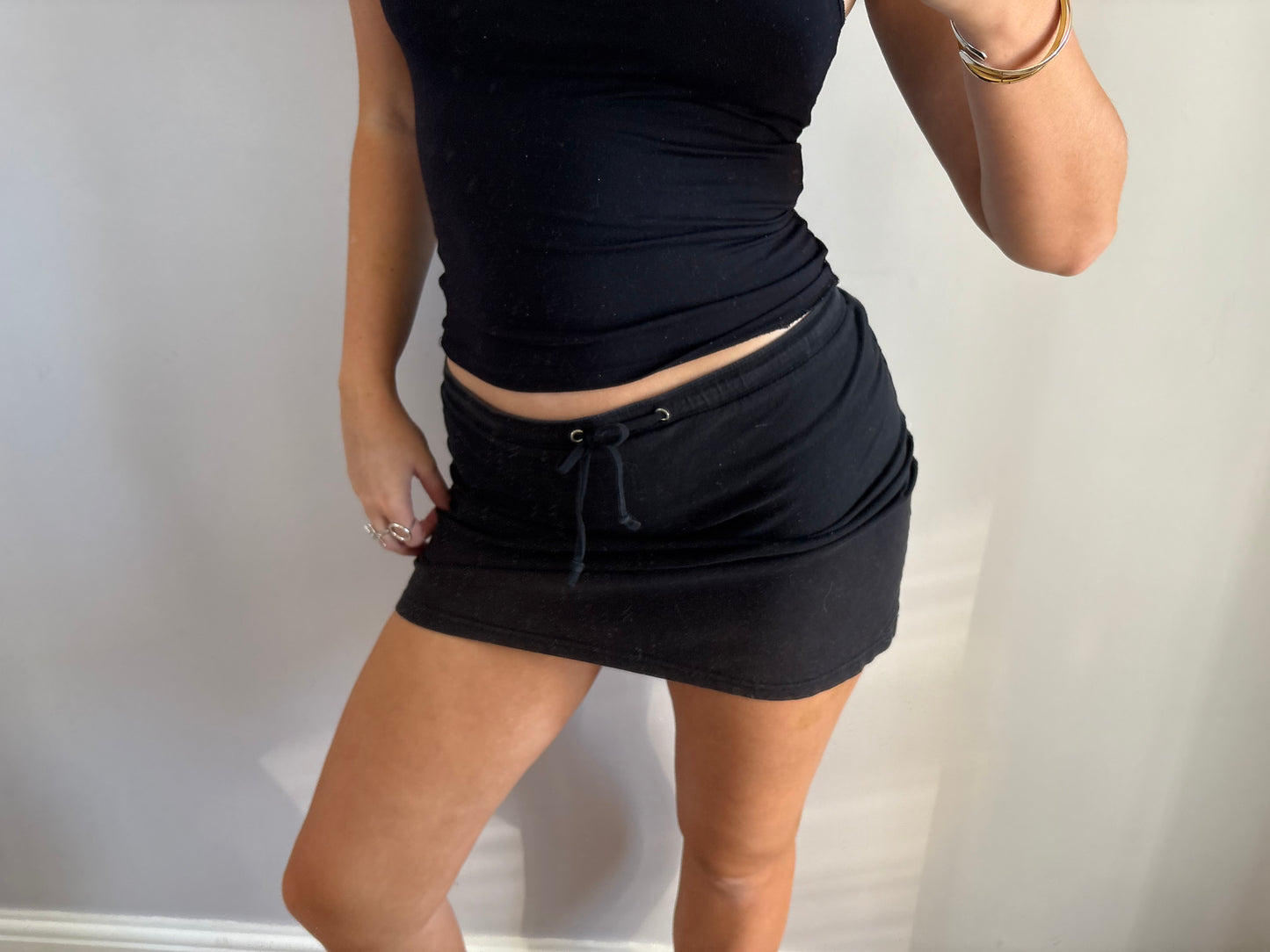 black mini skirt