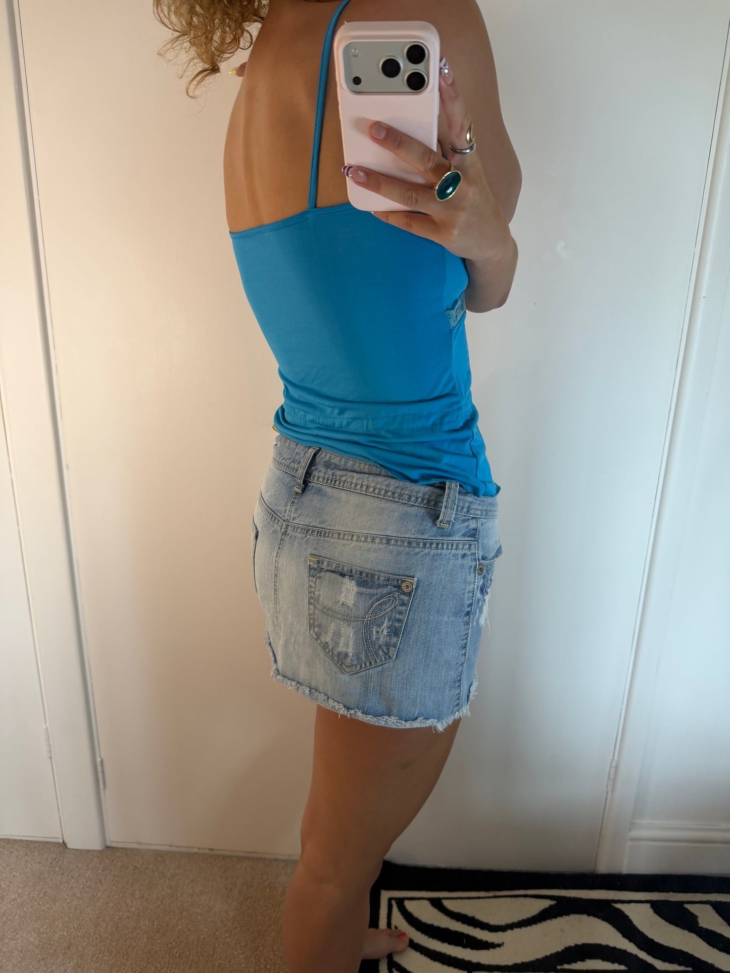 denim mini skirt