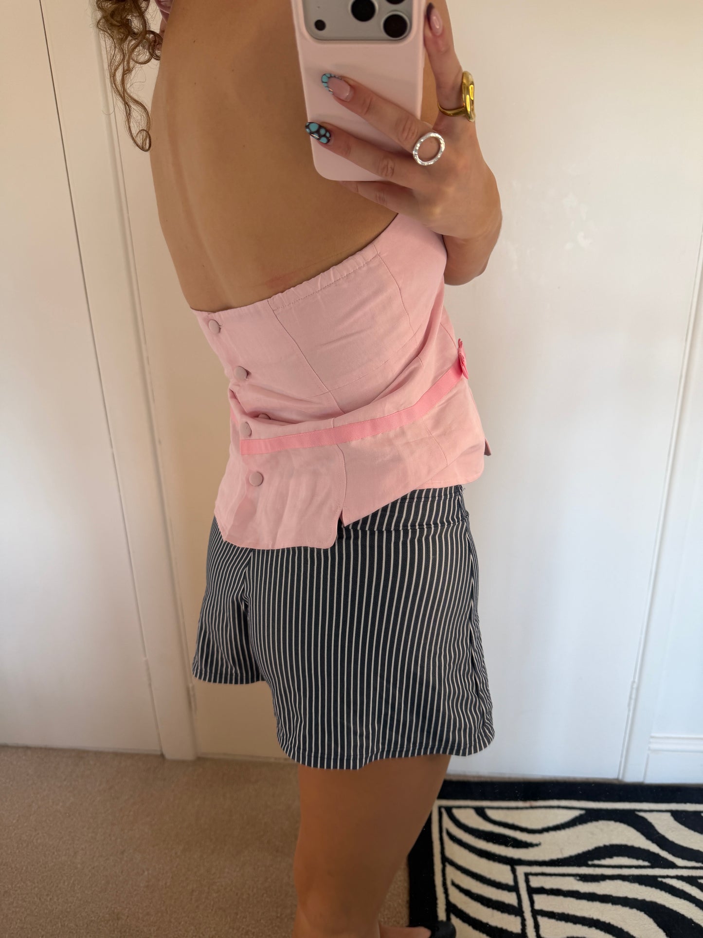 striped mini shorts