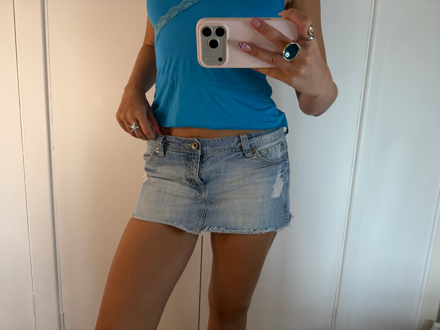 denim mini skirt