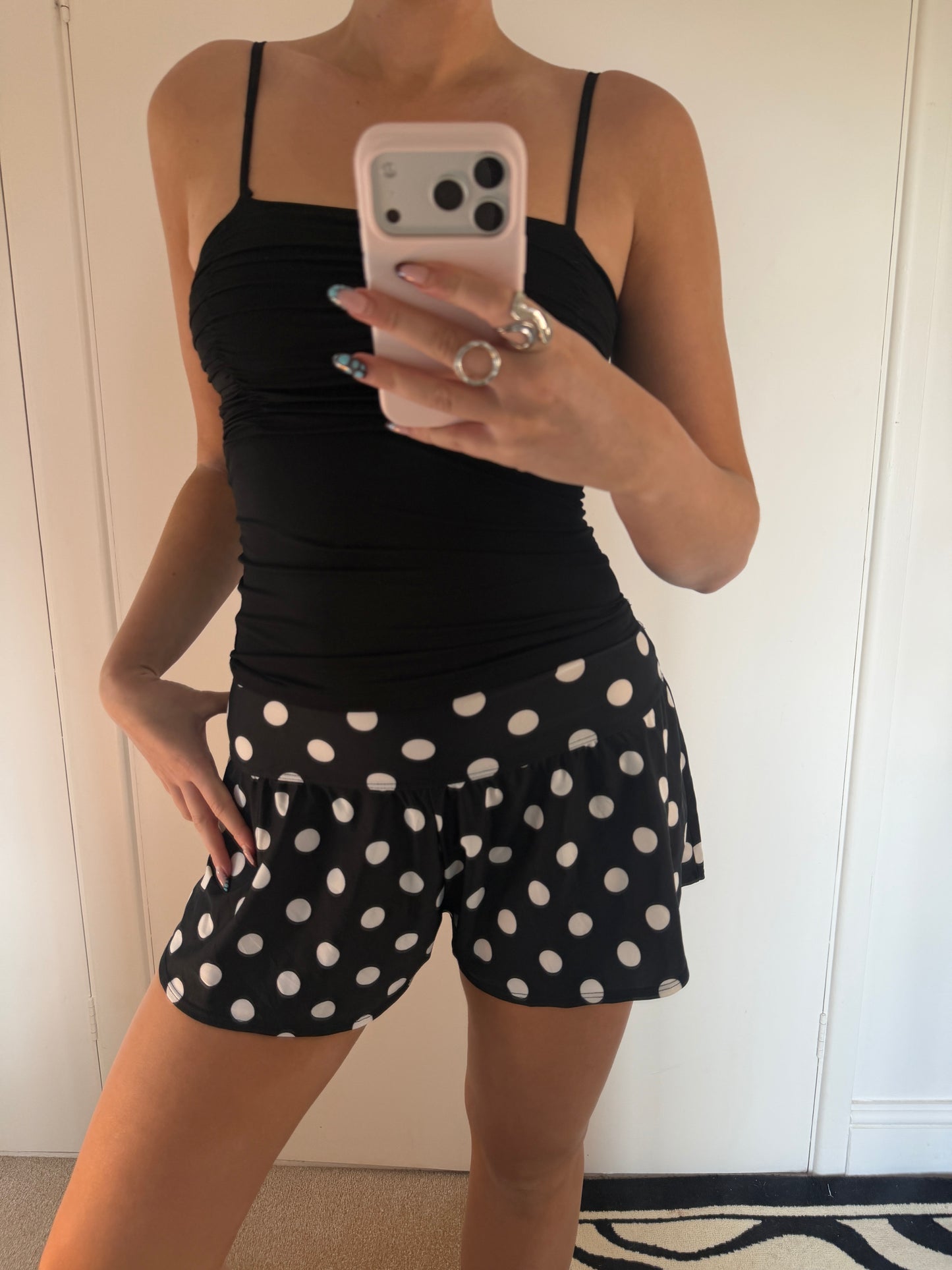 polka mini shorts