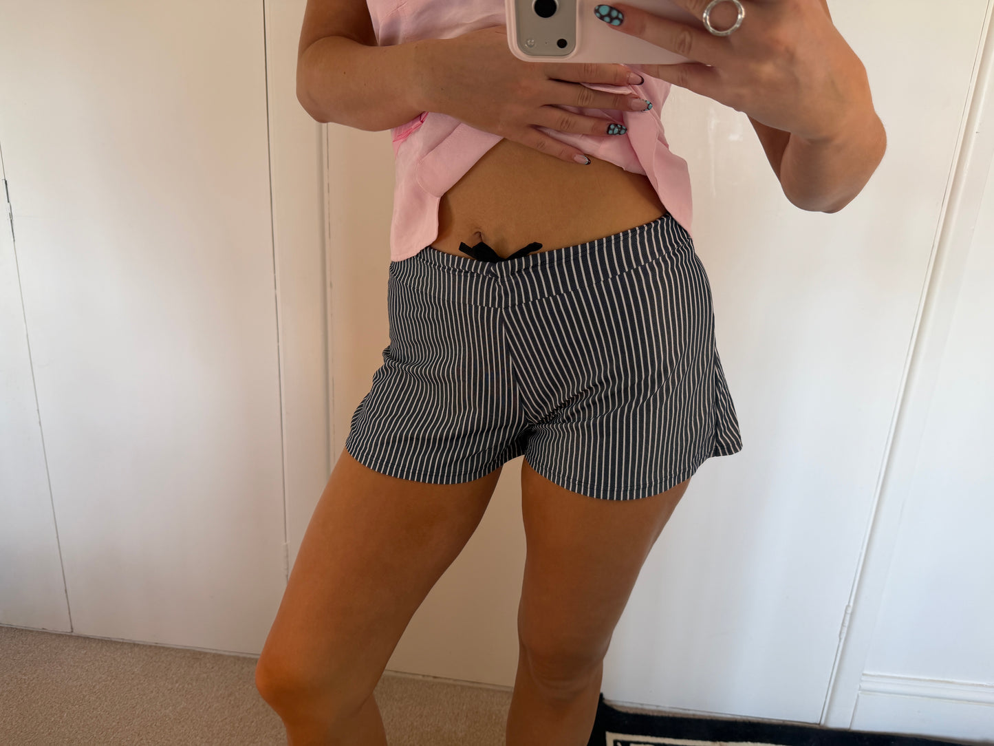 striped mini shorts