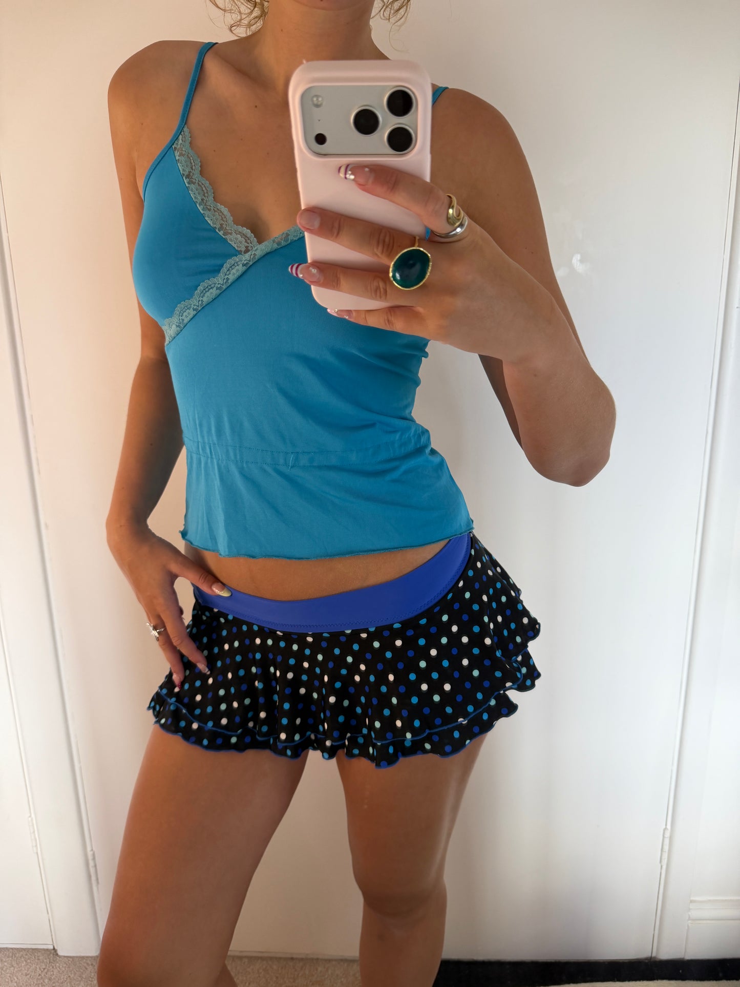 polka micro mini skirt