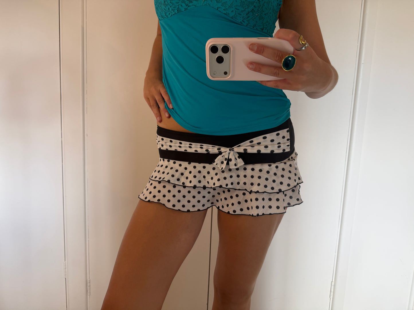 polka dot mini skirt