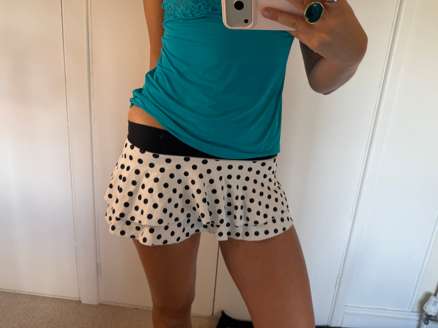 polka mini skirt