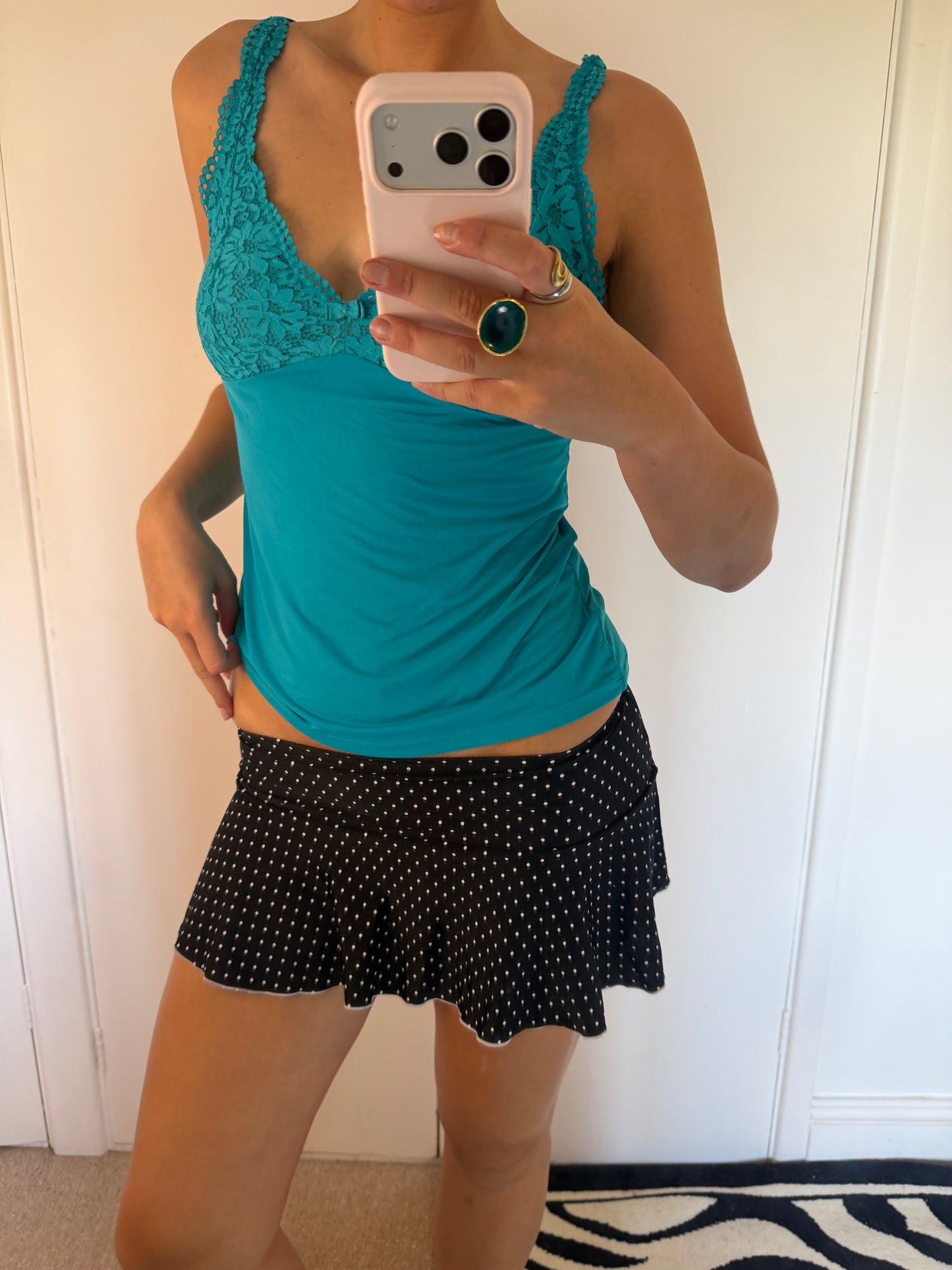 polka mini skirt