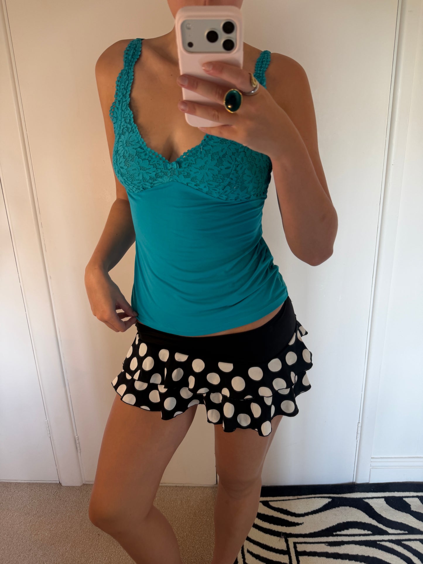 polka mini skirt