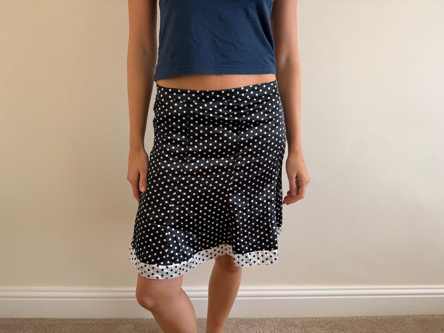 polka dot midi skirt