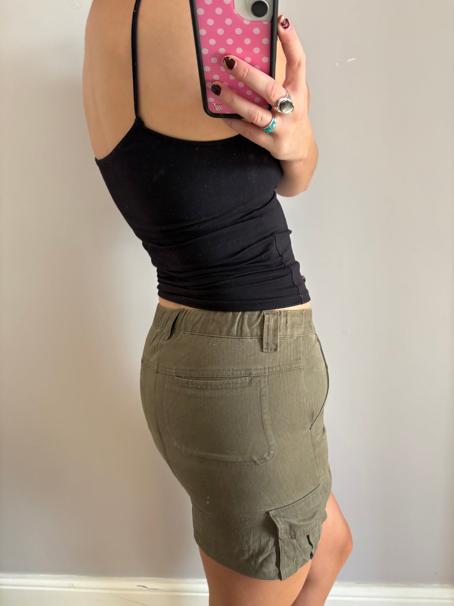 khaki mini skirt
