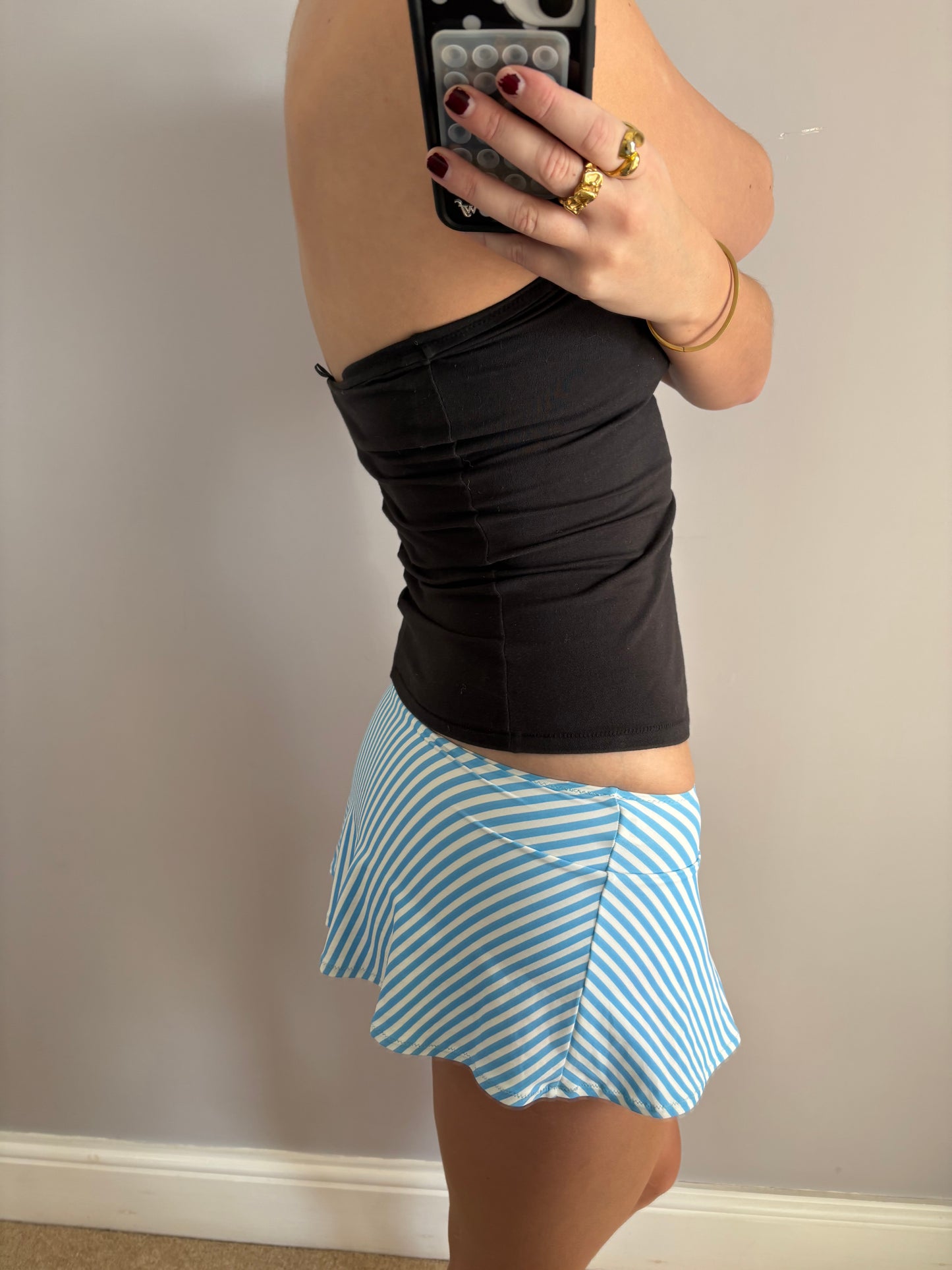 pinstriped mini skirt