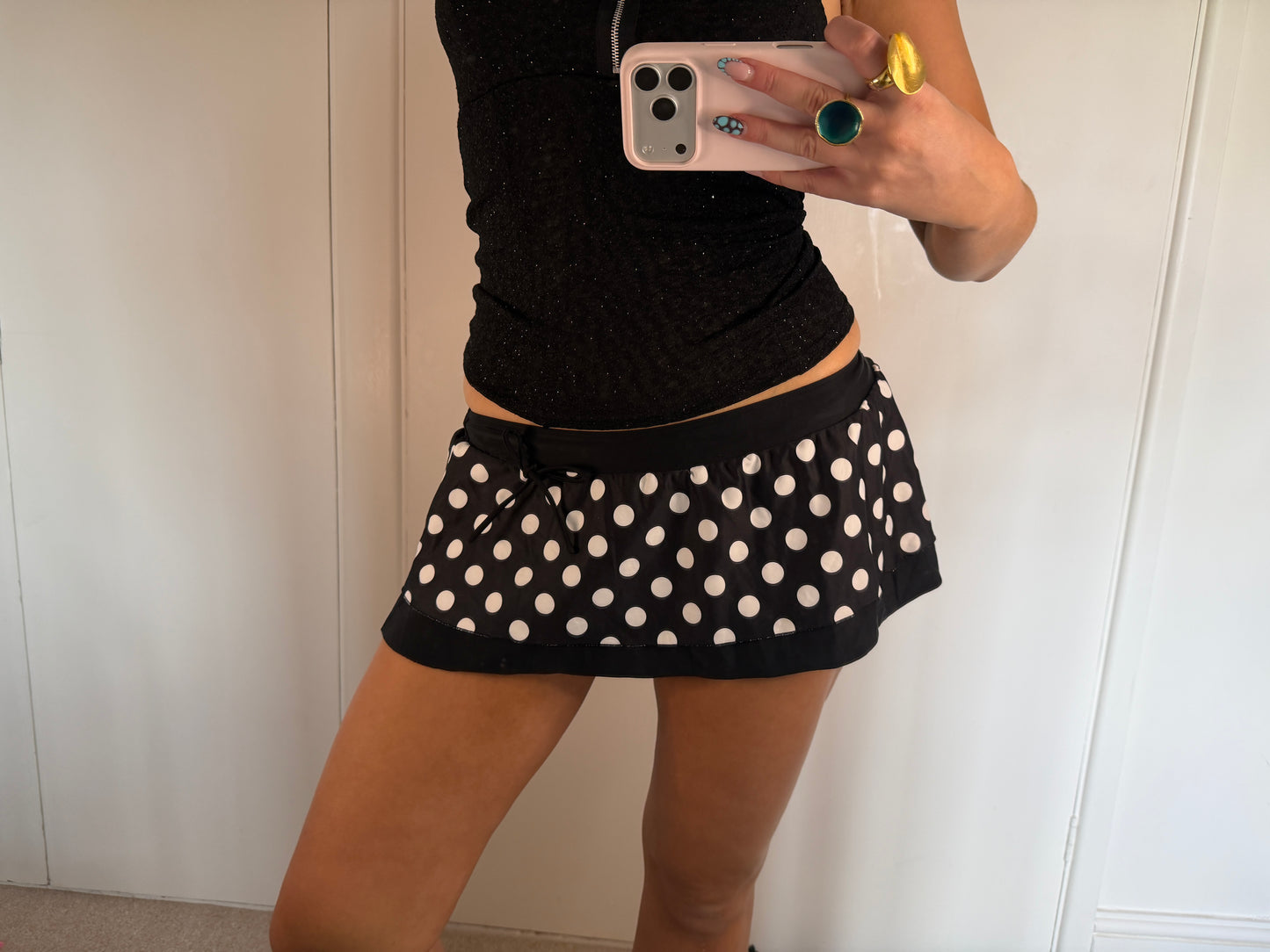 polka dot mini skirt