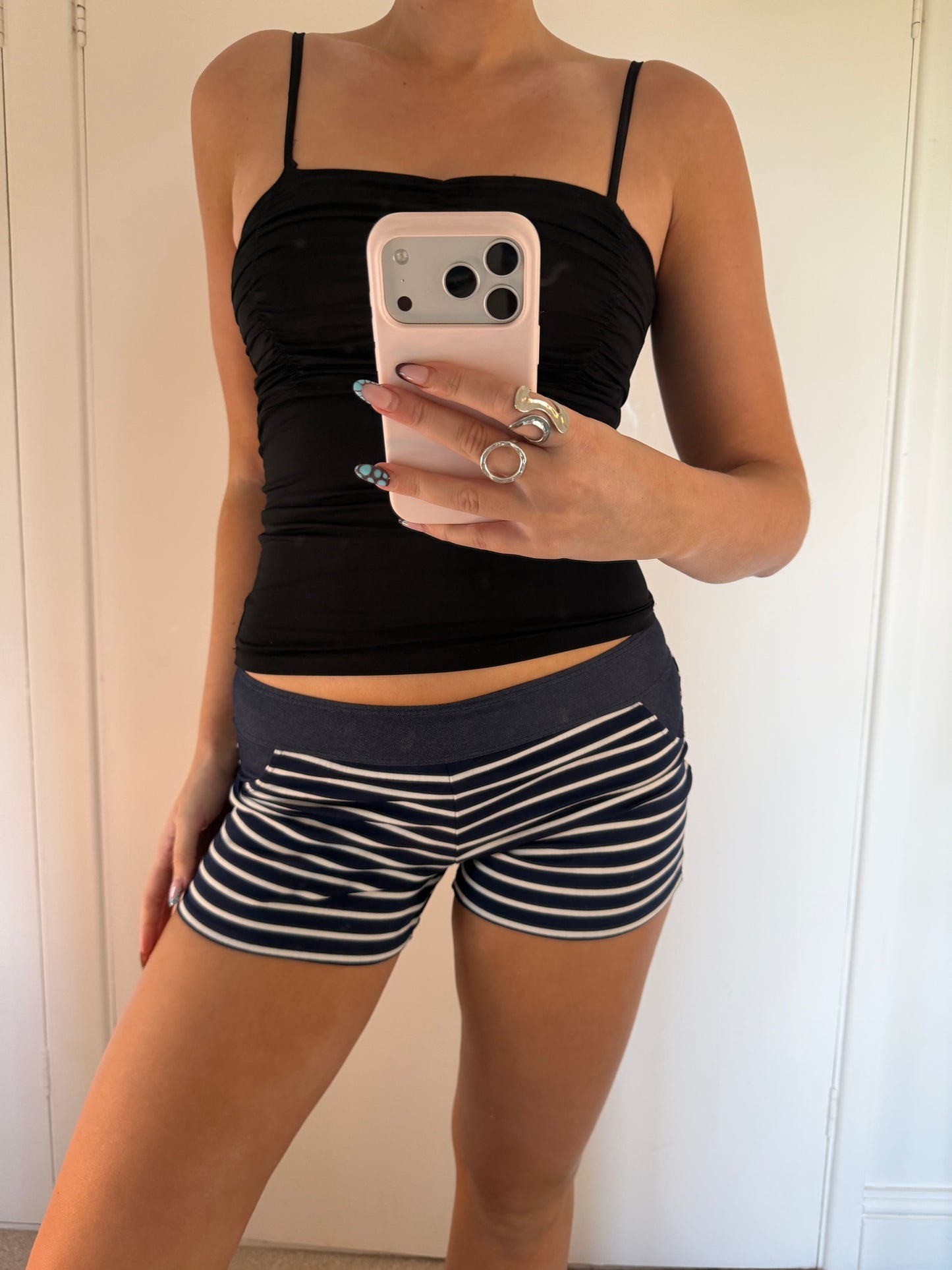 striped mini shorts