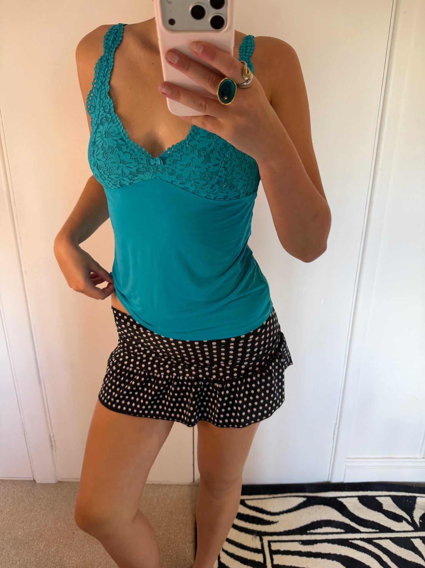 polka mini skirt