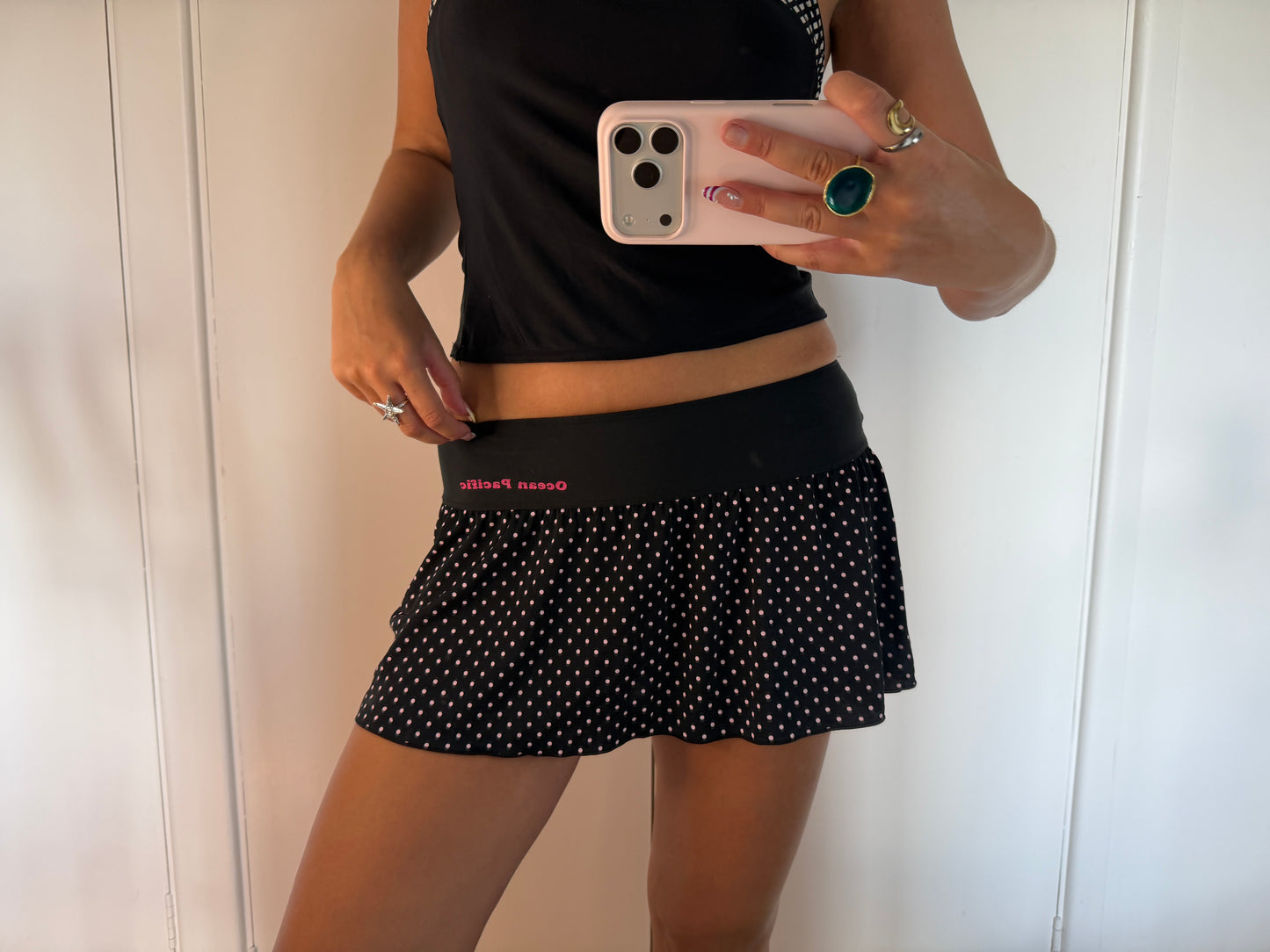 polka mini skirt