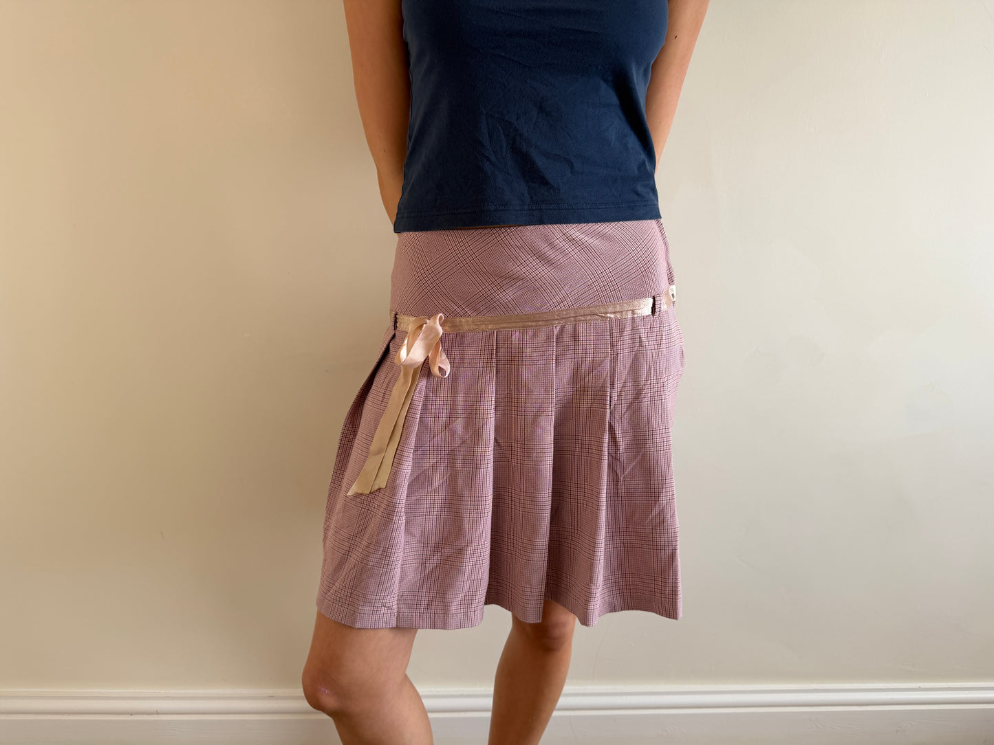 checkered midi skirt