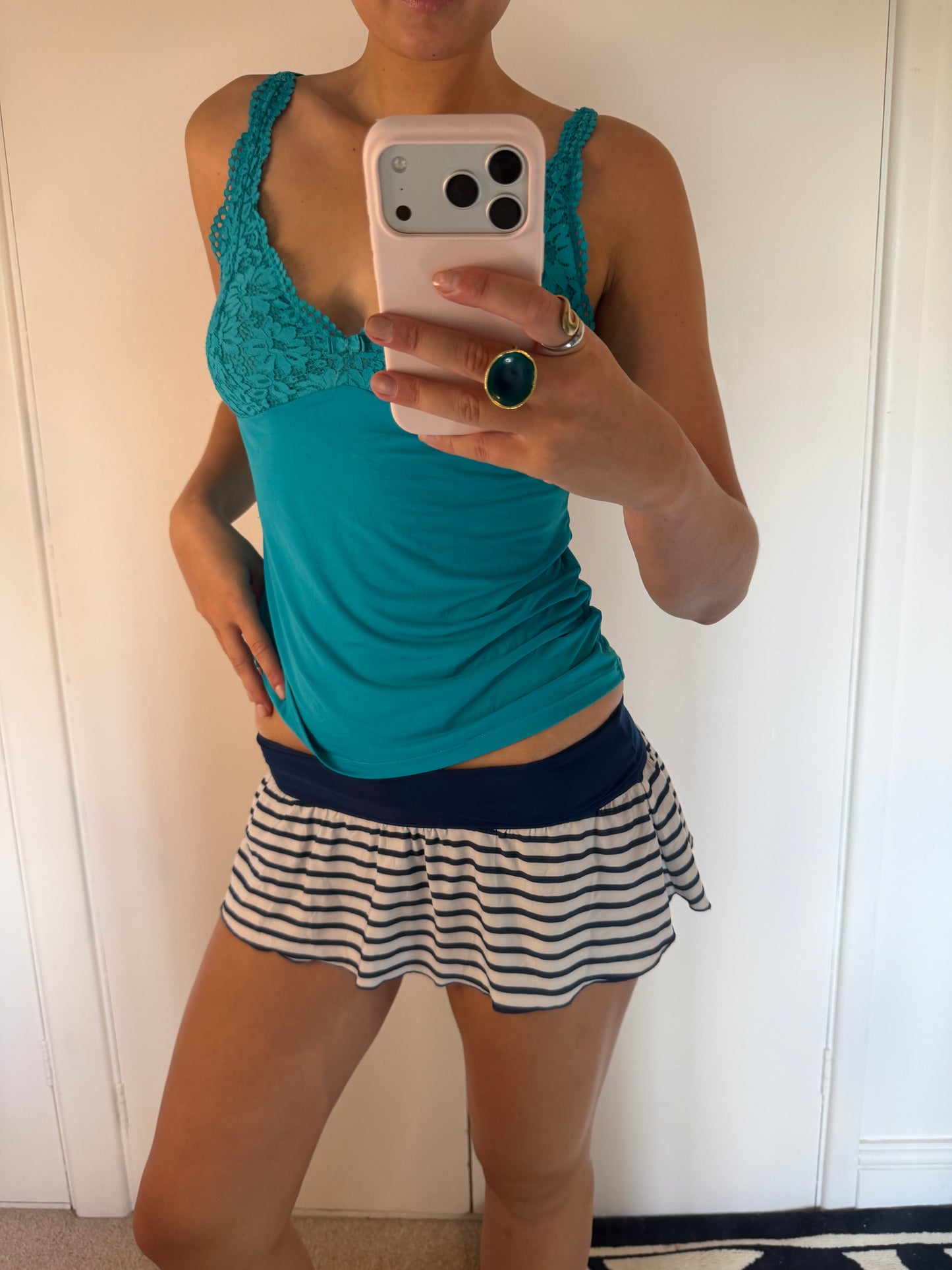 striped mini skort