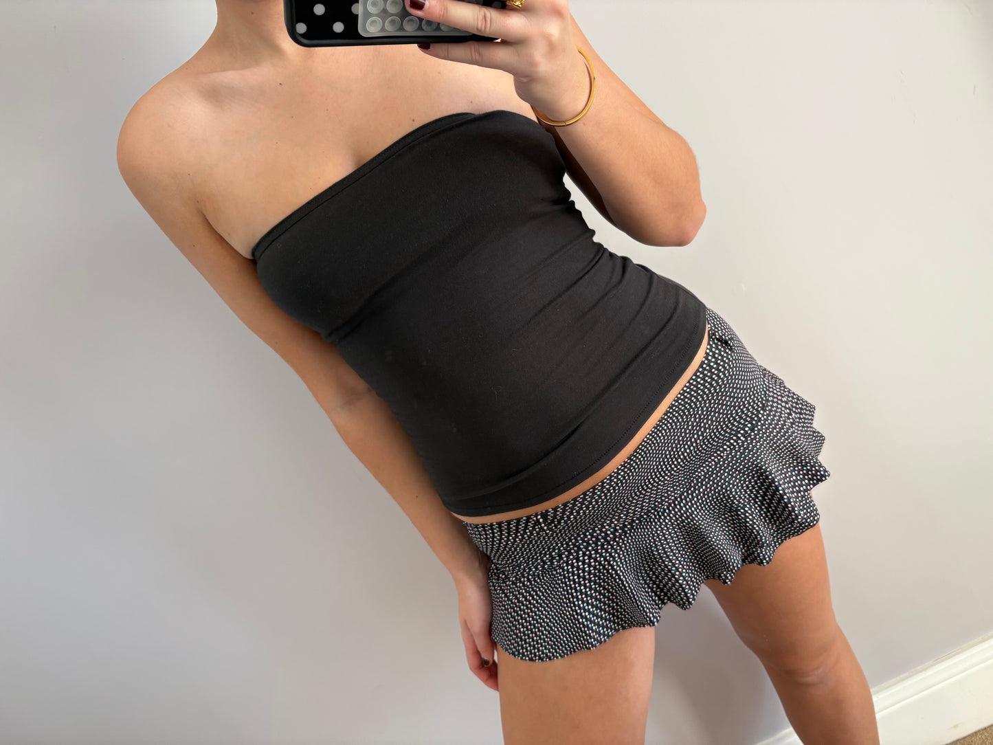 polka dot mini skirt