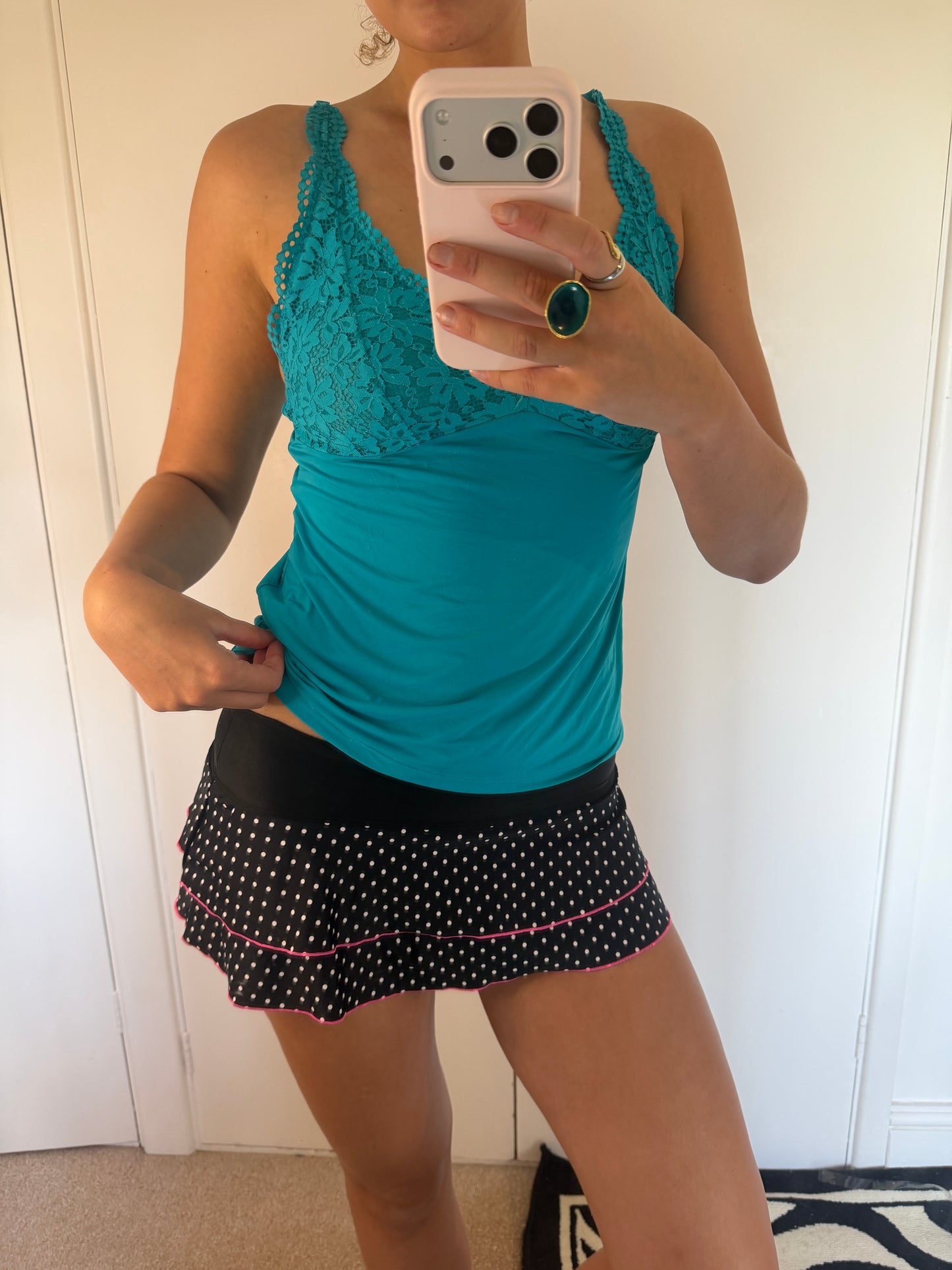 polka dot mini skirt