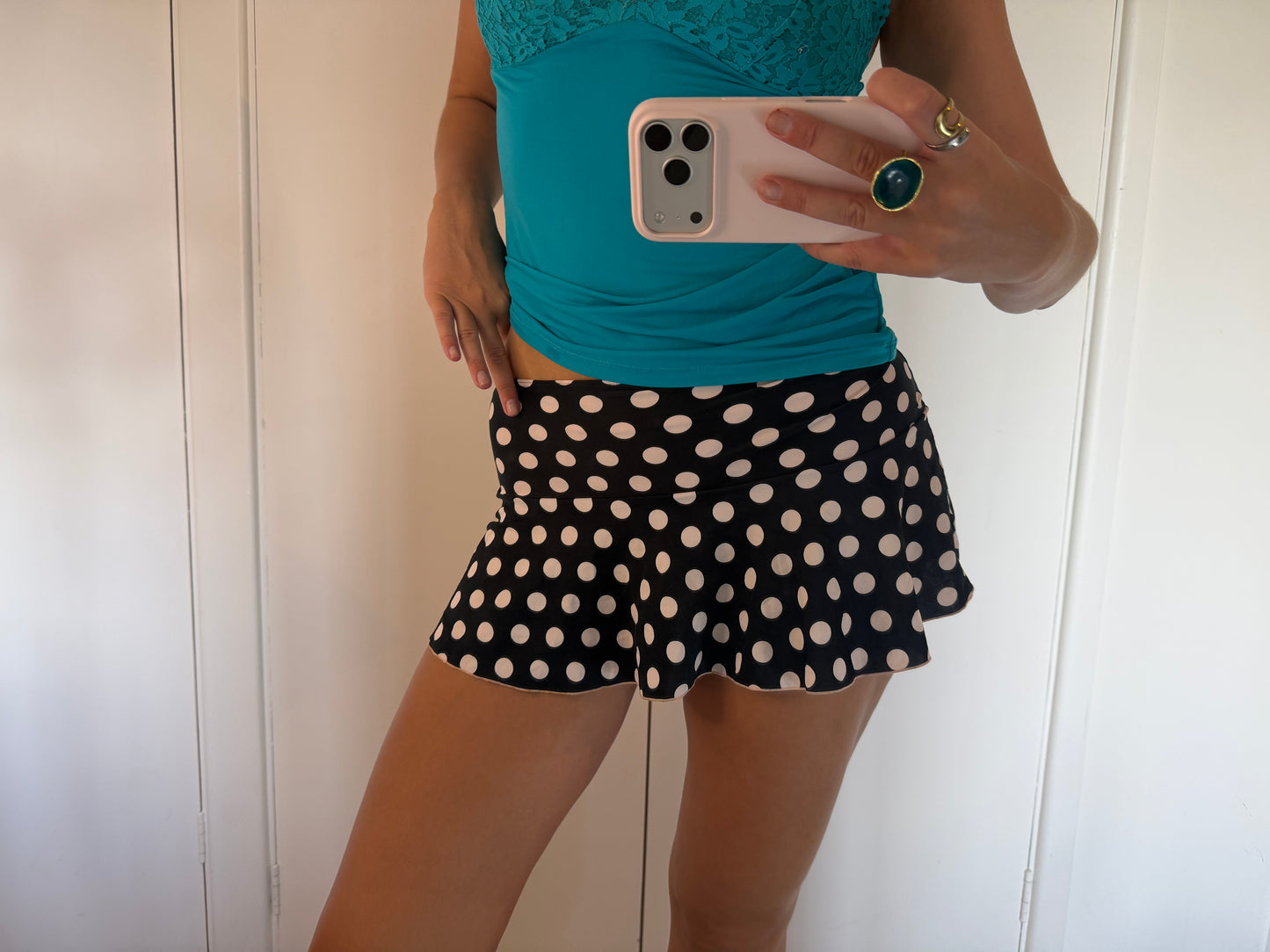 polka mini skirt