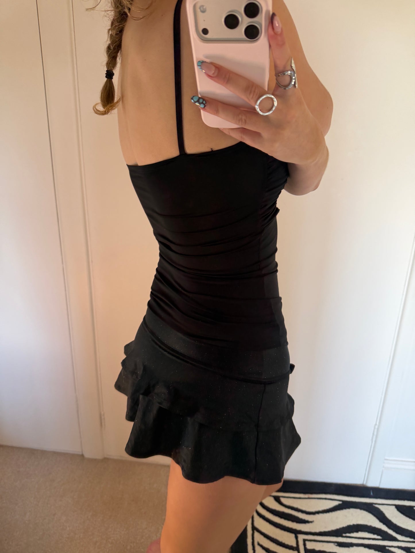 black mini skirt