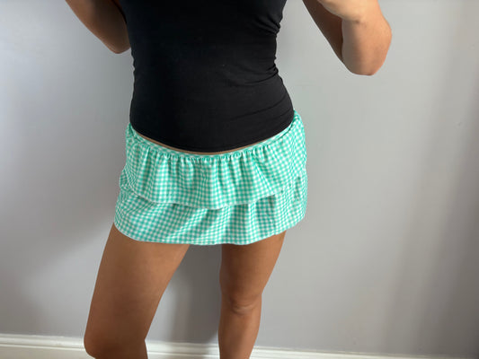 checkered mini skirt