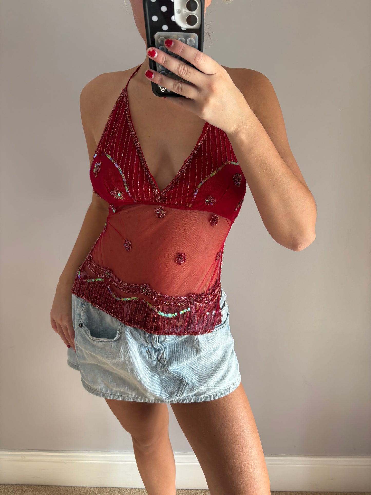 beaded backless cami