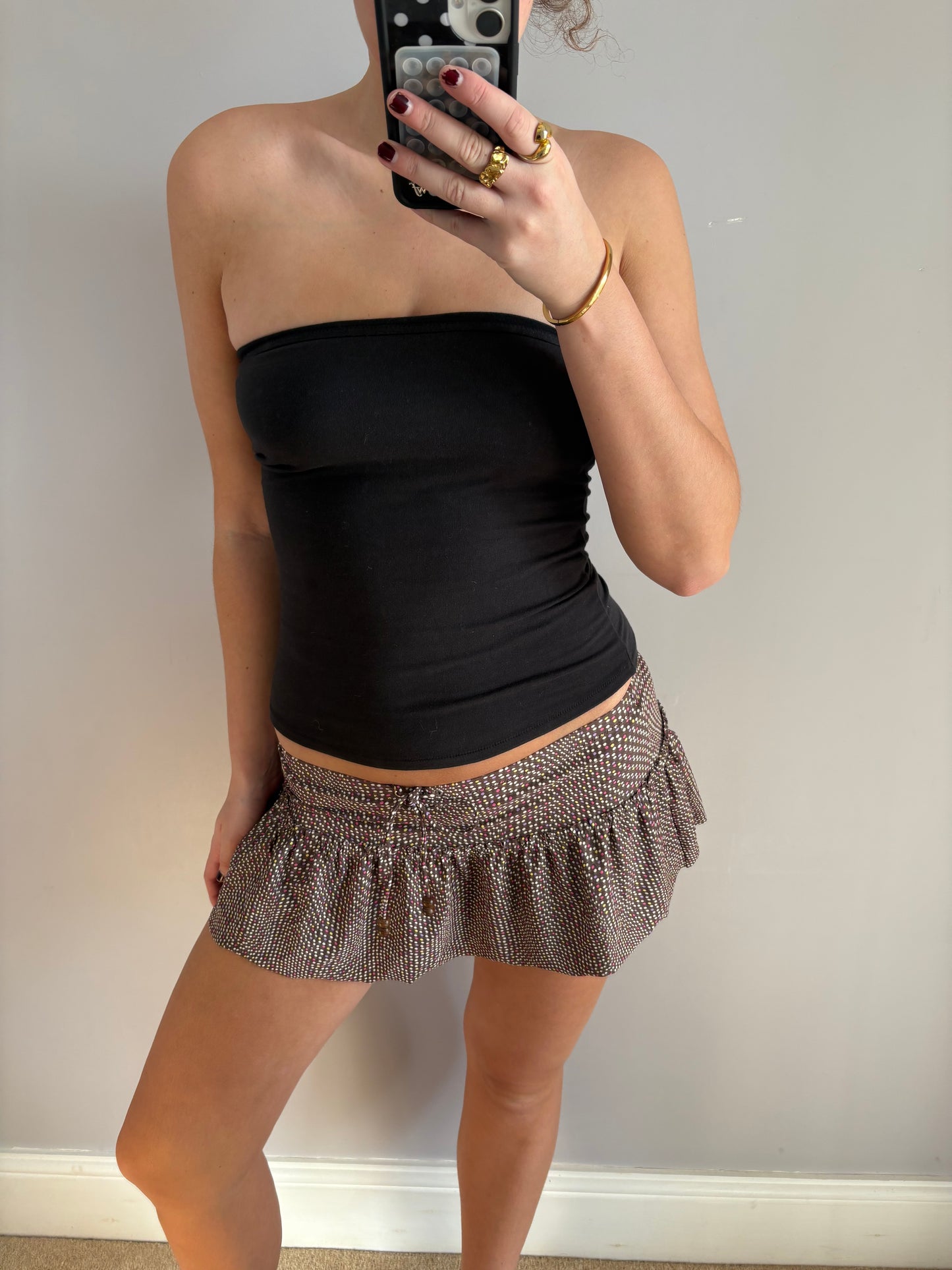 polka dot mini skirt