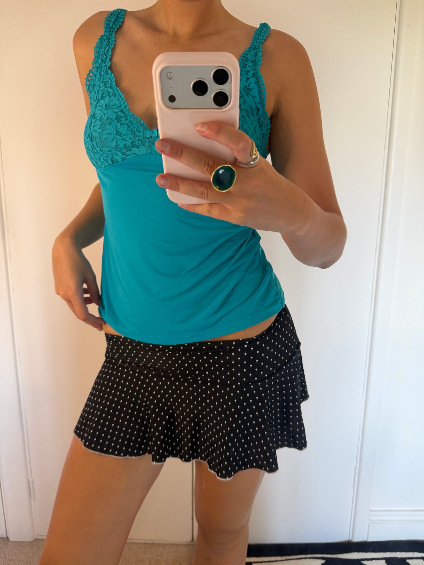 polka mini skirt