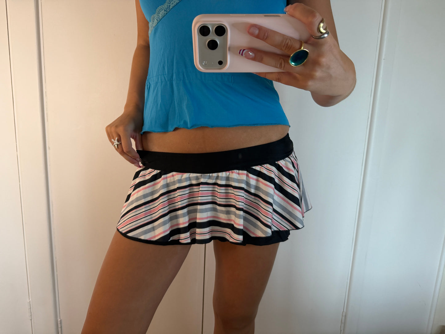 striped mini skirt
