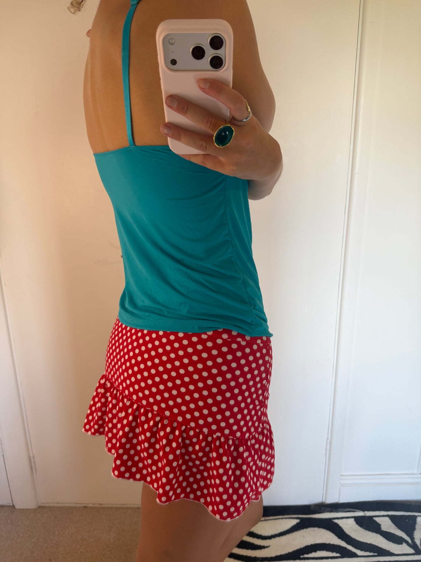 polka dot mini skirt