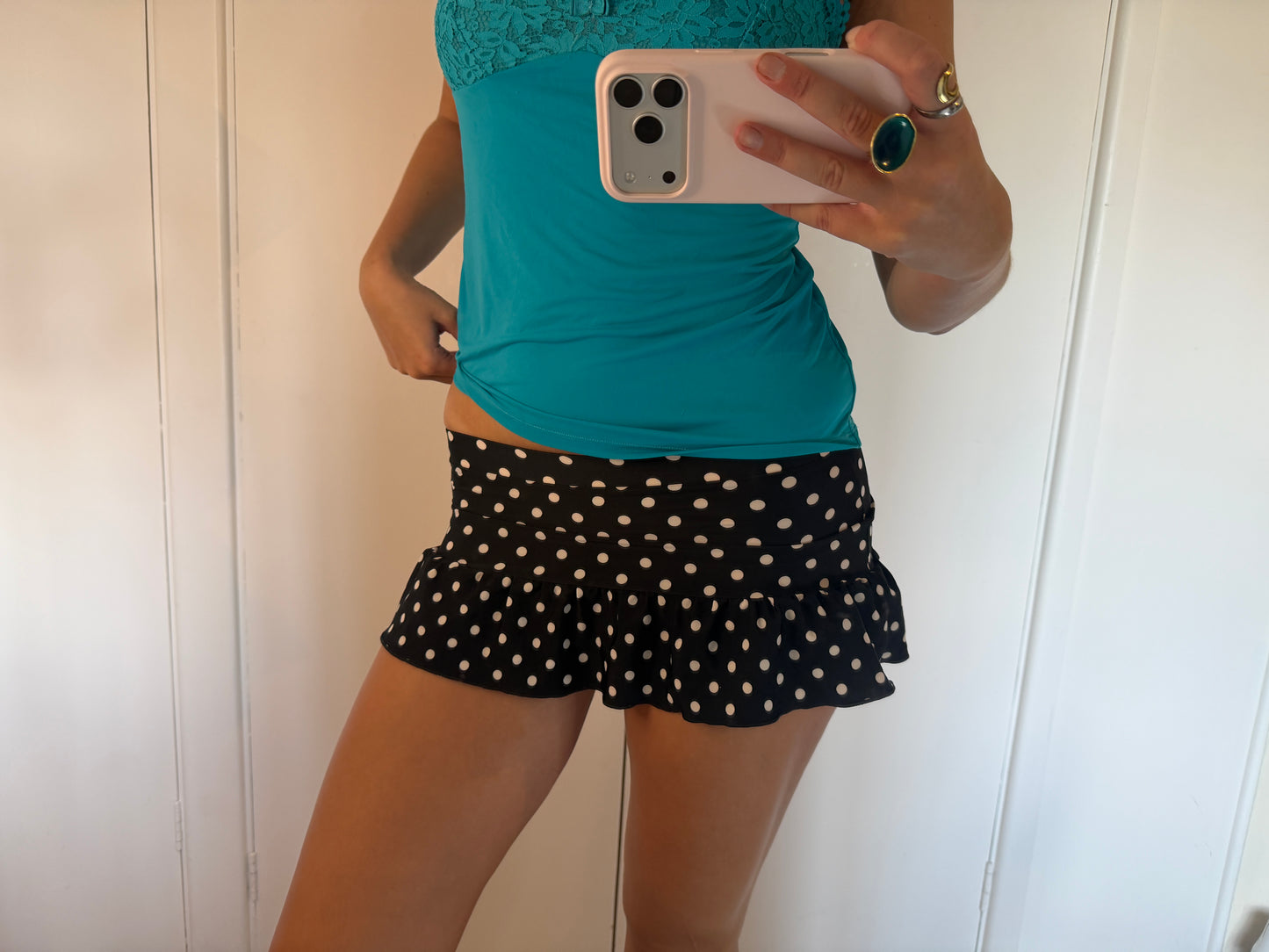 polka mini skirt