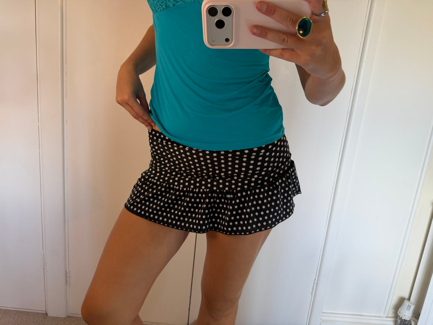polka mini skirt