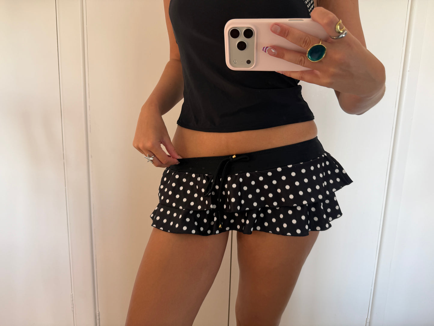 polka mini skirt