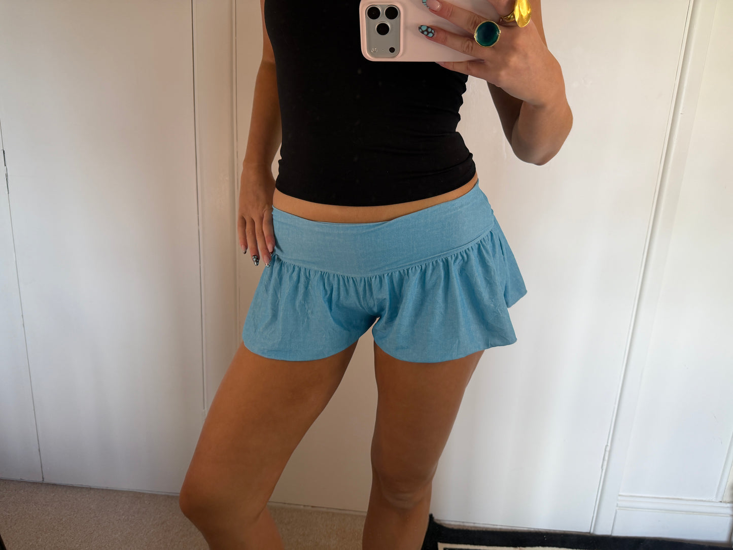 blue mini shorts
