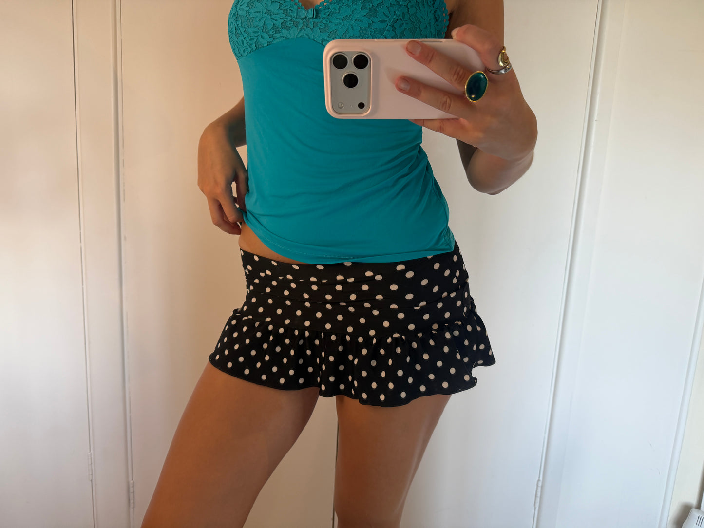 polka mini skirt