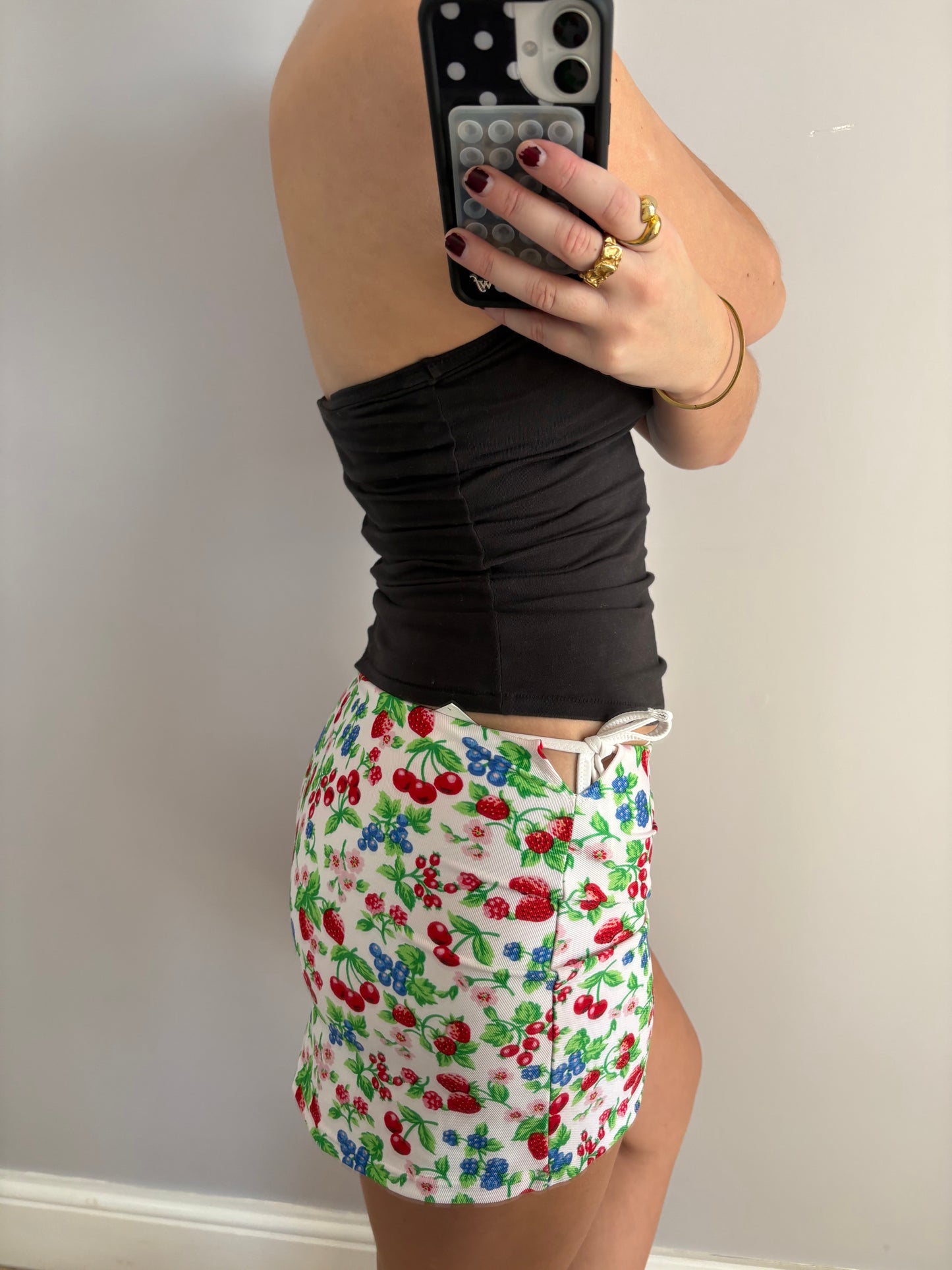 cherry mini skirt