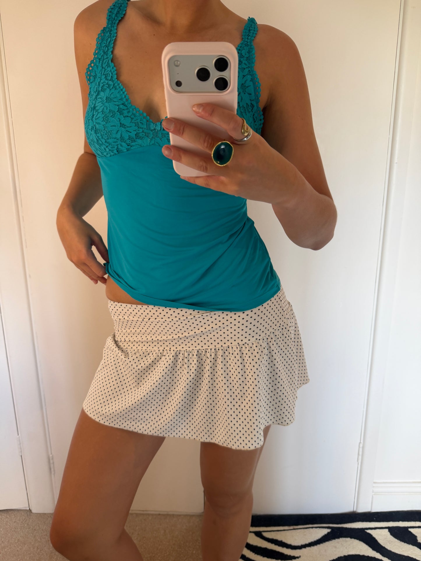 polka dot mini skirt