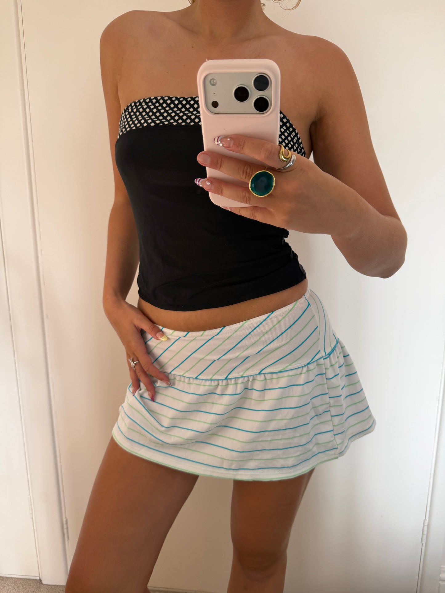 striped mini skirt