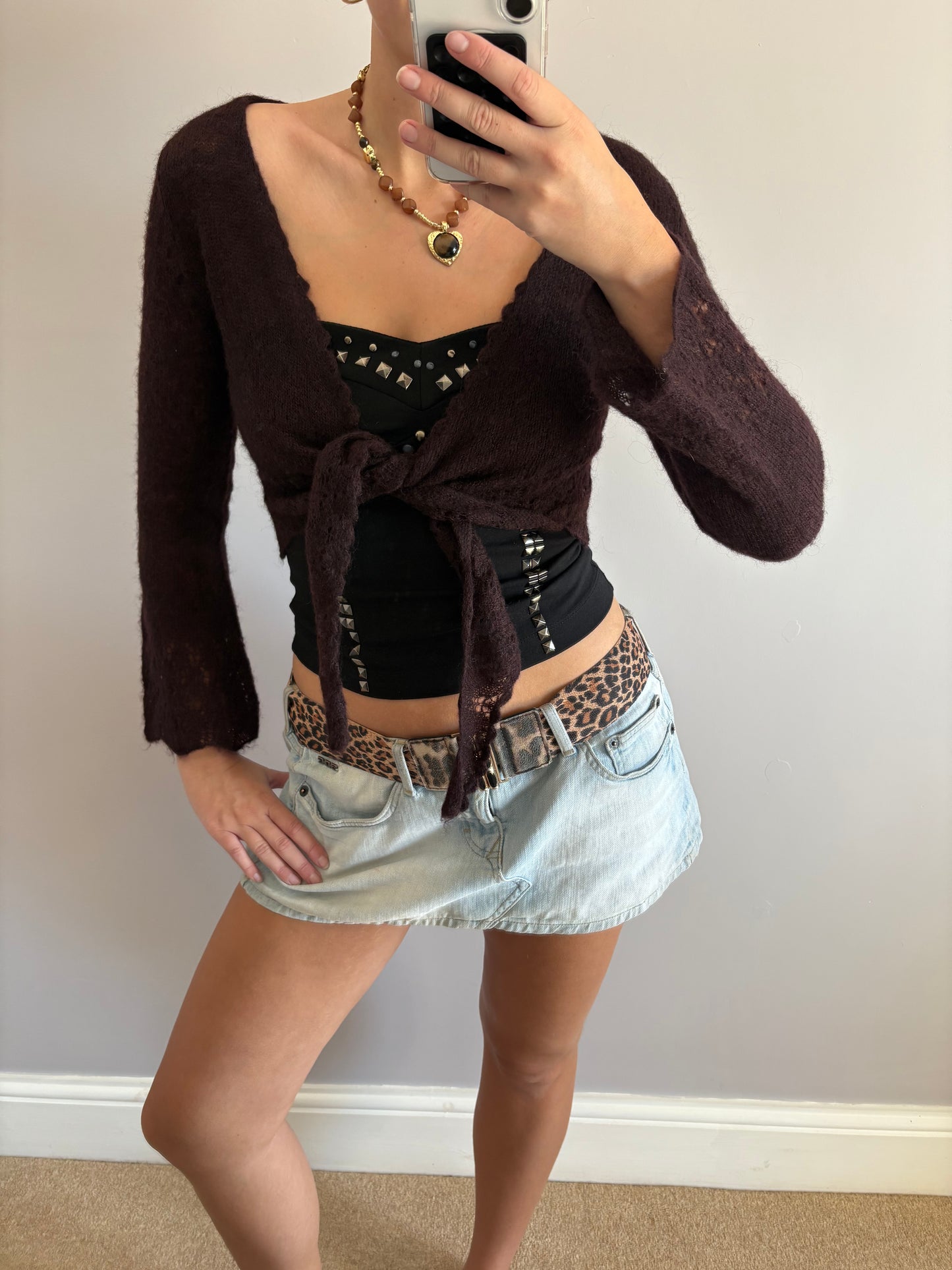 brown cardigan