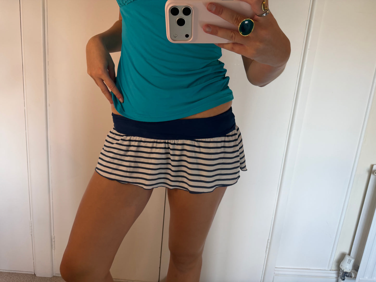 striped mini skort
