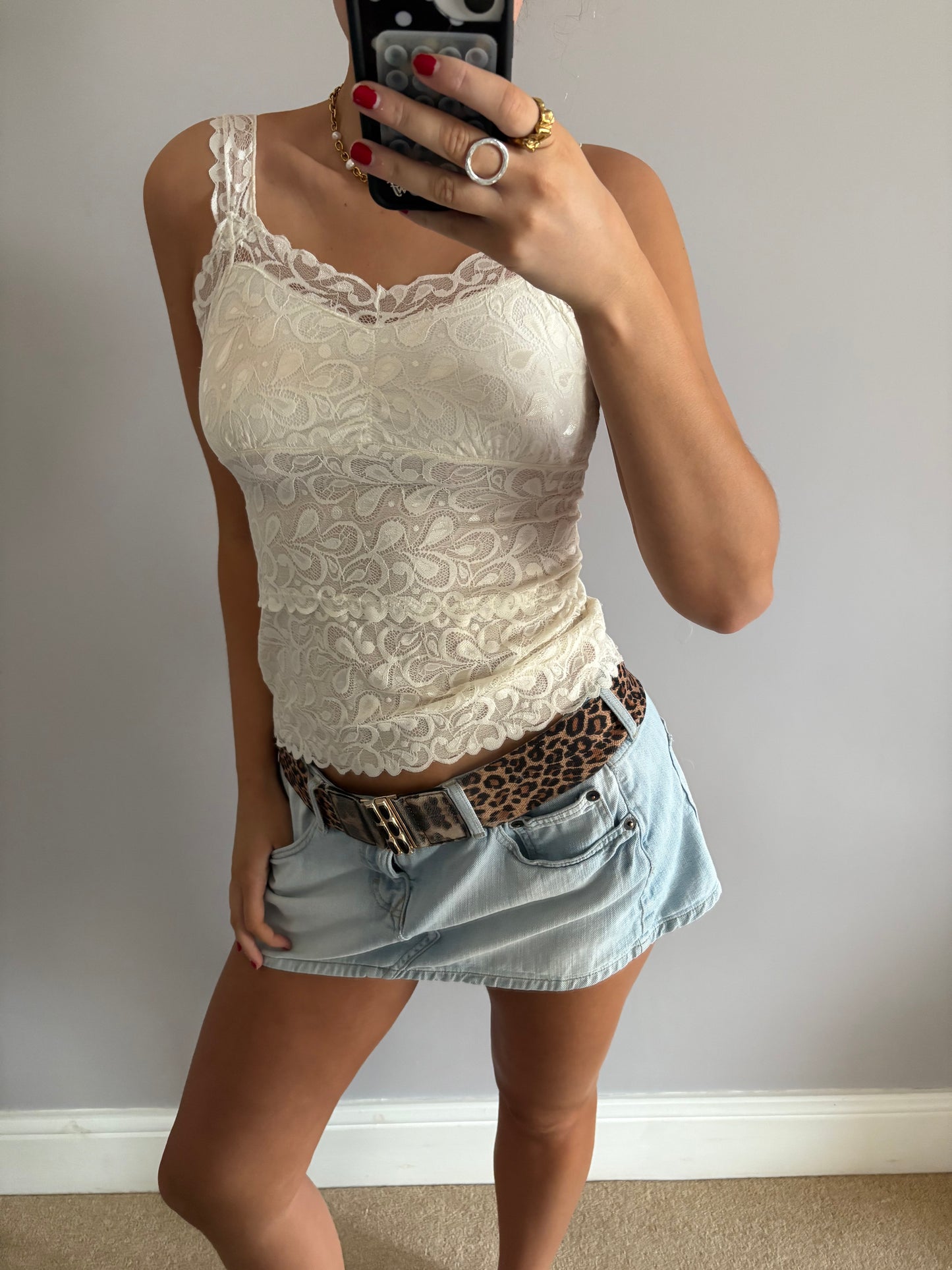 white laced cami