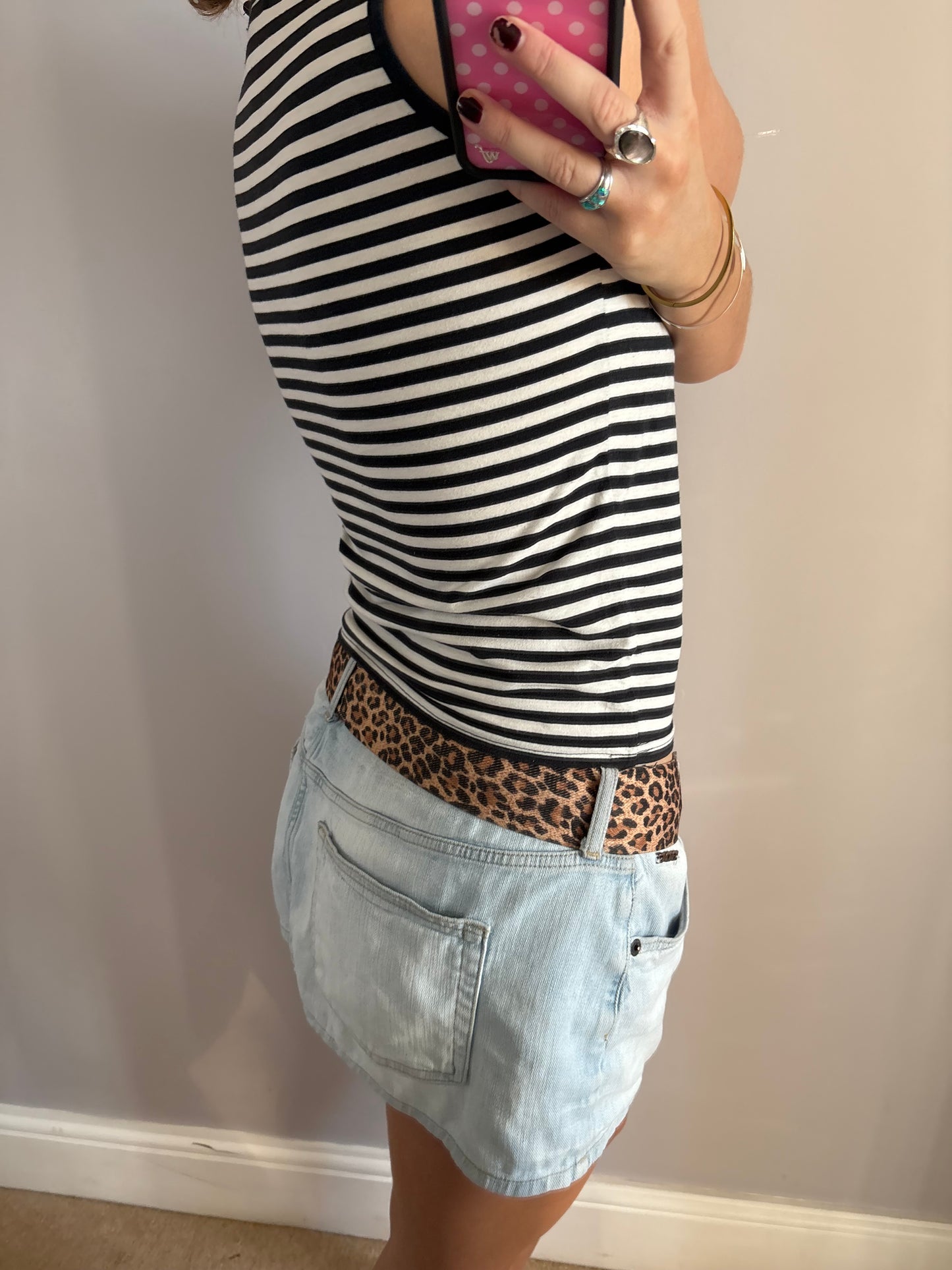 striped grommet vest