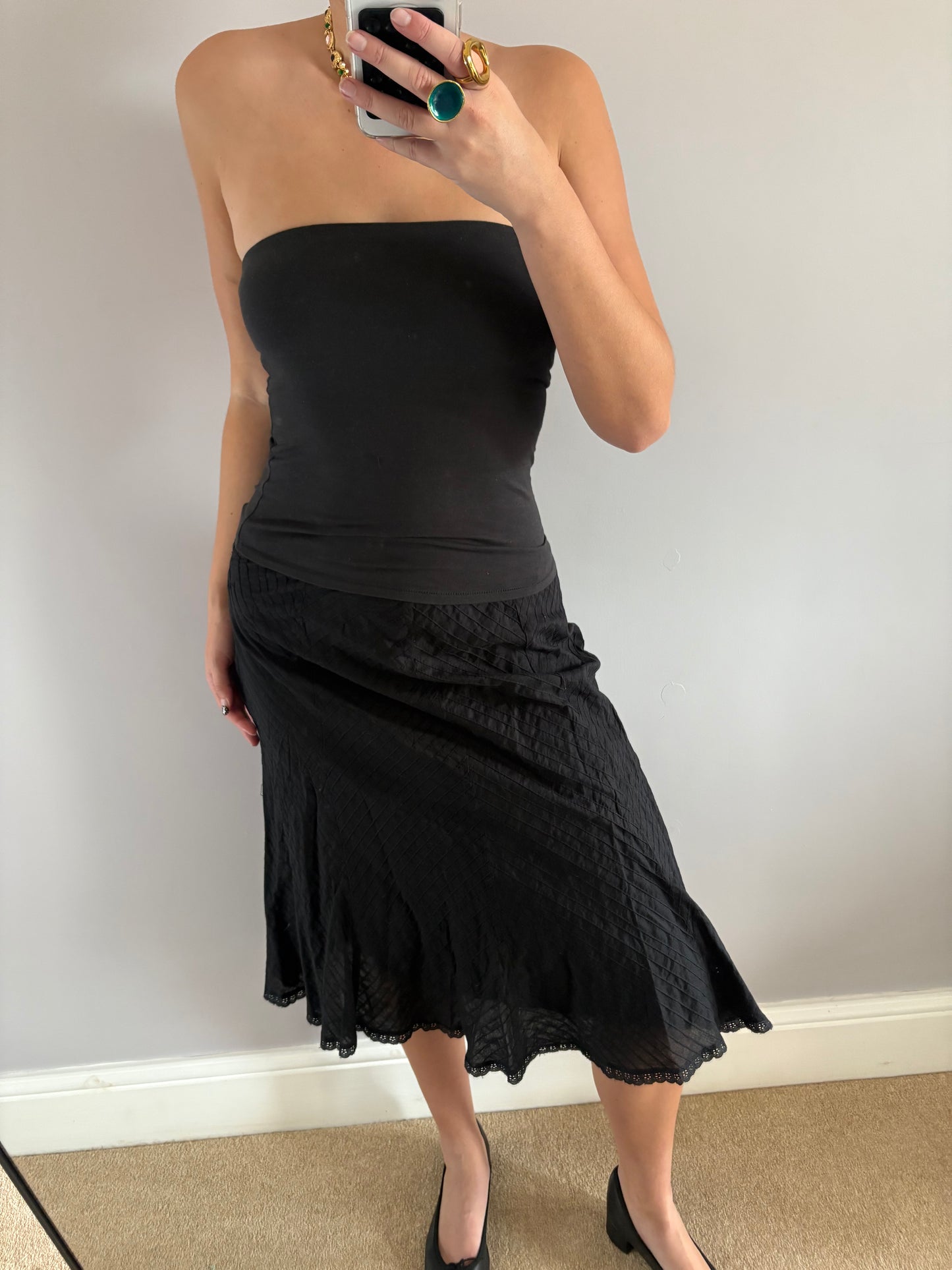 black midi skirt