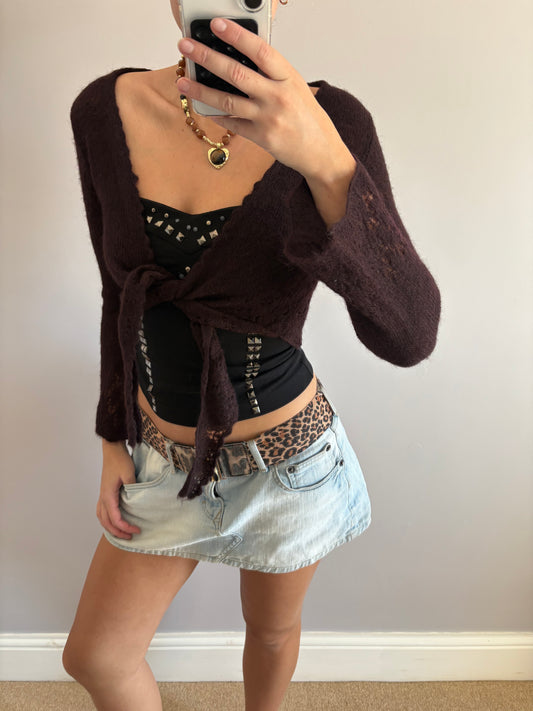 brown cardigan