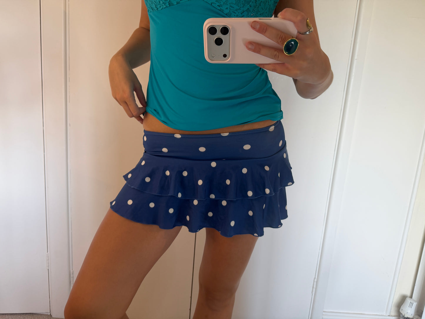 polka mini skirt