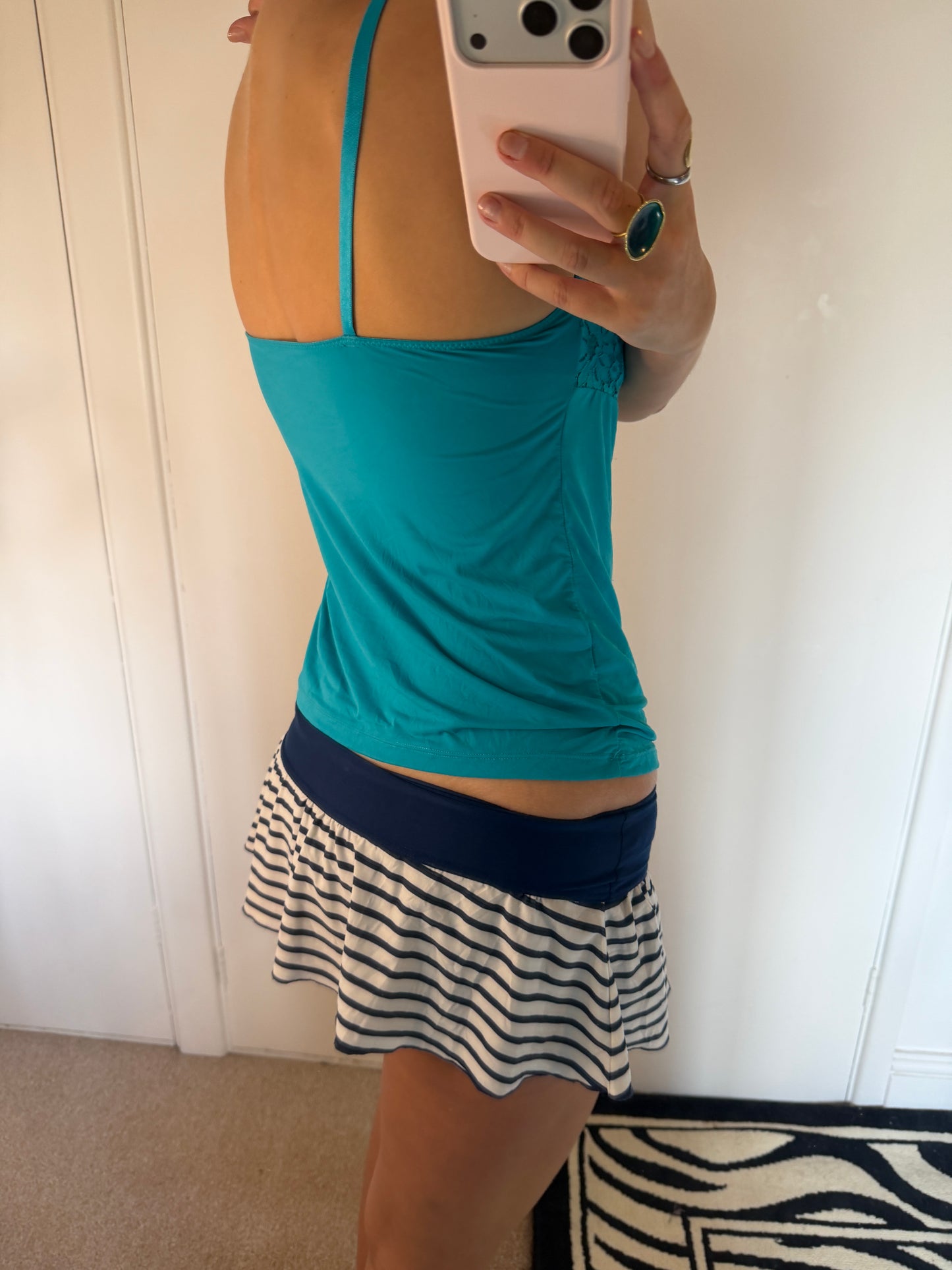 striped mini skort