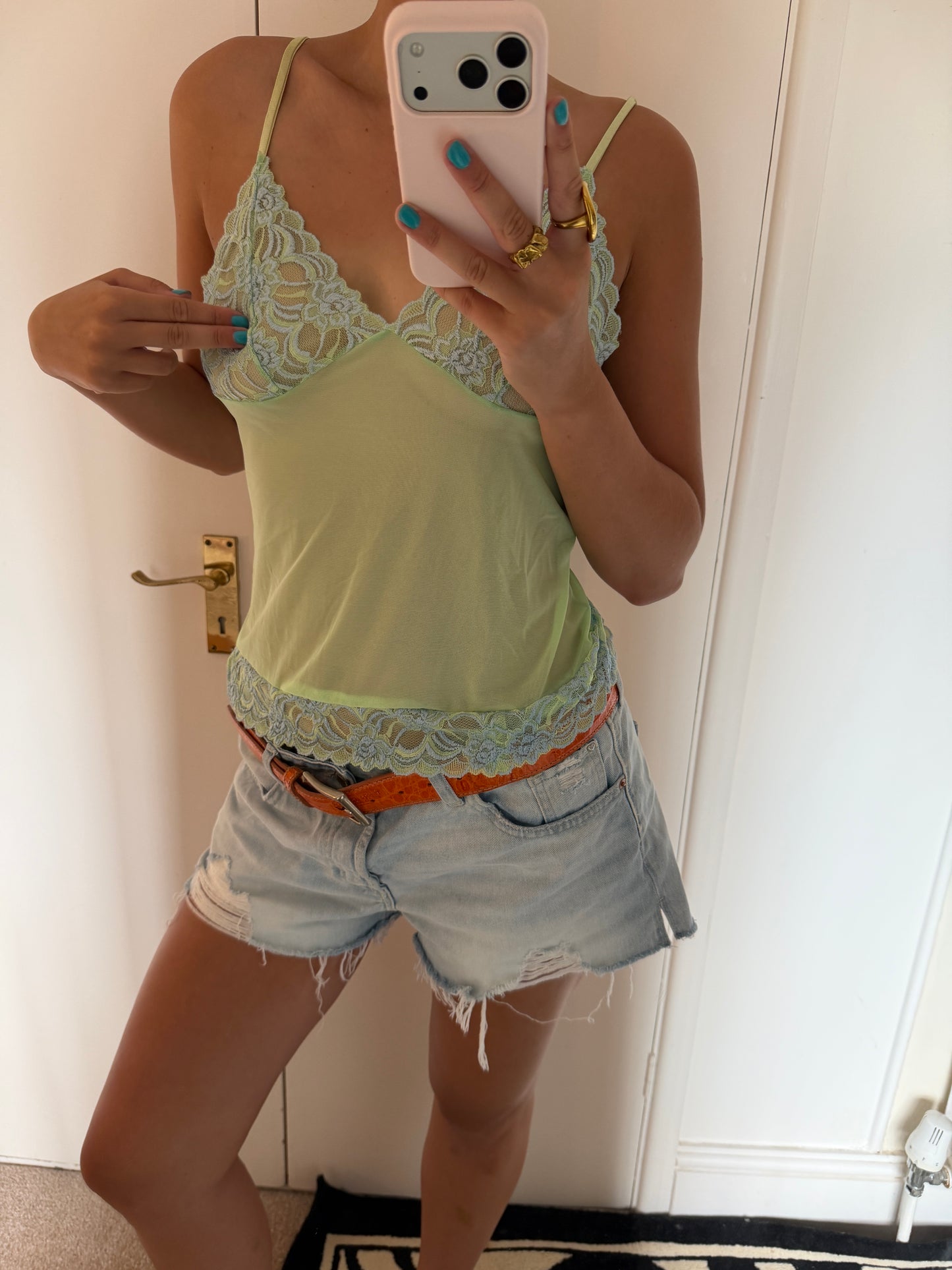 green laced cami