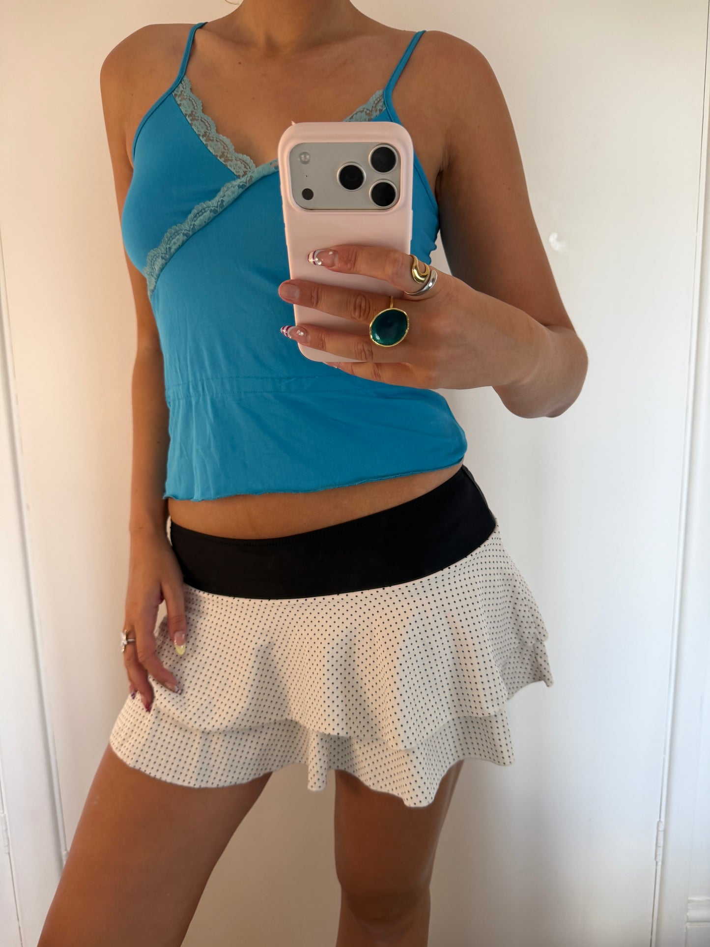 polka mini skirt